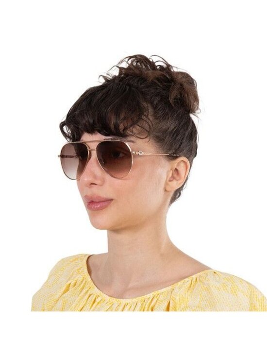 Jimmy Choo OLLY/S 0DDB HA Sunglasses Gold Aviator Frame, Brown Lenses main image 6